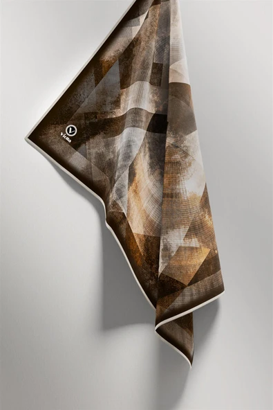 Twill Batik Desenli Vizon Renkli 90x90 Eşarp (İpek İçermez) Dikim Şekli : El Dikişi - Resim 5