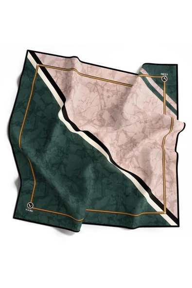 Kristal Geometrik Desenli Petrol Yeşili Renkli 90x90 Eşarp (İpek İçermez) Kenar Dikiş Şekli El Dikişli ürün görseli