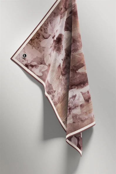 Twill Batik Desenli Gül Kurusu Renkli 90x90 Eşarp (İpek İçermez) Dikim Şekli : El Dikişi - Resim 5