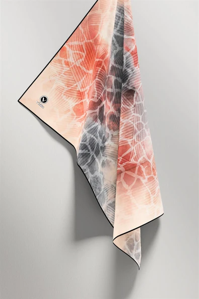 Twill Degradeli Ve Zürafa Desenli Gri Renkli 90x90 Eşarp (İpek İçermez) Kenar Dikiş Şekli El Dikişli - Resim 4