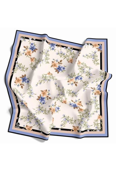 Rayon Çiçek Desenli Bebe Mavisi Renkli 90x90 Eşarp (İpek İçermez) Dikim Şekli : El Dikişi ürün görseli