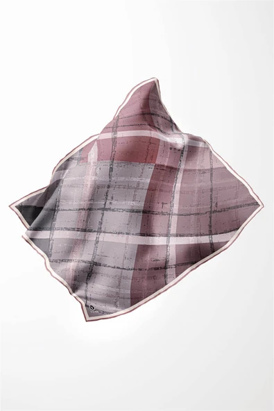 Twill Eskitme Desenli Pudra Renkli 90x90 Eşarp (İpek İçermez) Kenar Dikiş Şekli El Dikişli - Resim 3