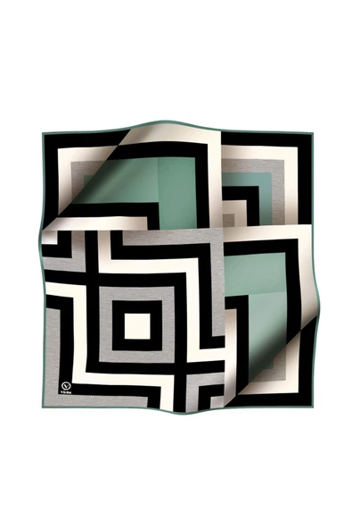 Twill Geometrik Desenli Mint Yeşiliı Renkli 90x90 Eşarp (İpek İçermez) Dikim Şekli : El Dikişi ürün görseli 1