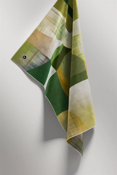 Twill Geometrik Desenli Haki Renkli 90x90 Eşarp (İpek İçermez) Kenar Dikiş Şekli El Dikişli - Resim 5