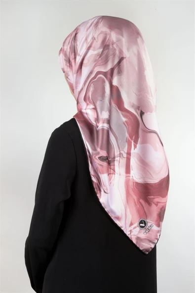 Twill Batik Desenli Pudra Renkli 90x90 Eşarp (İpek İçermez) Kenar Dikiş Şekli El Dikişli ürün görseli 1