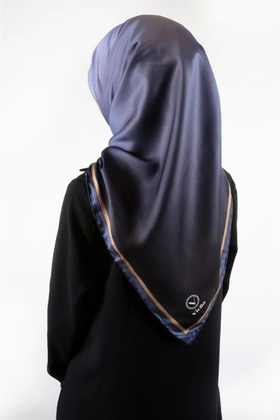 Twill Degrade Desenli İndigo Renkli 90x90 Eşarp (İpek İçermez) Kenar Dikiş Şekli El Dikişli ürün görseli