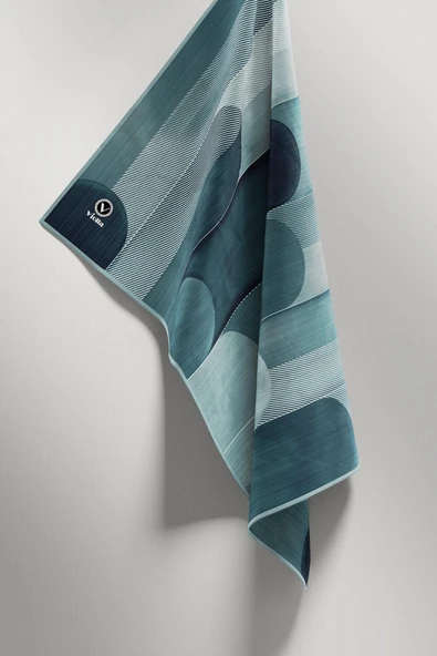 Twill Geometrik Desenli Petrol Yeşili Renkli 90x90 Eşarp (İpek İçermez) Kenar Dikiş Şekli El Dikişli - Resim 4