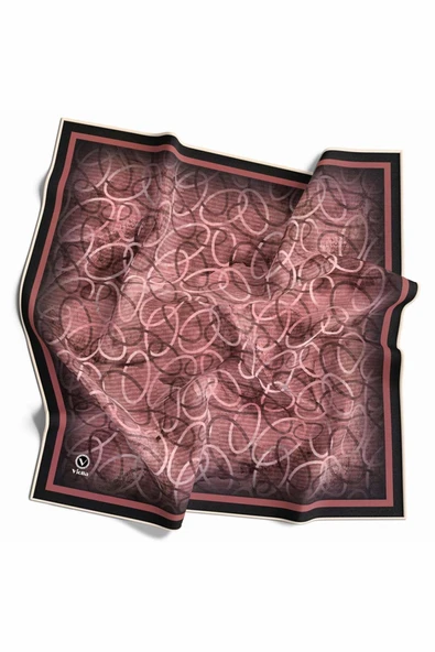 Kristal Geometrik Desenli Pudra Renkli 90x90 Eşarp (İpek İçermez) Kenar Dikiş Şekli El Dikişli ürün görseli