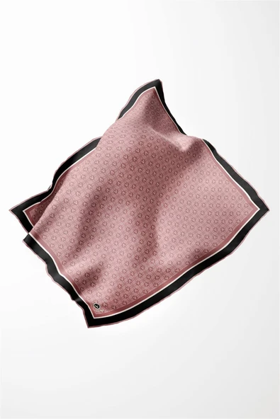 Twill V Desenli Pudra Renkli 90x90 Eşarp (İpek İçermez) Dikim Şekli : El Dikişi - Resim 3