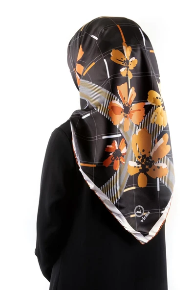 Twill Papatya Desenli Taba Renkli 90x90 Eşarp (İpek İçermez) Kenar Dikiş Şekli El Dikişli ürün görseli