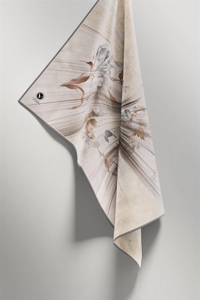 Twill Çiçekli Desenli Gri Renkli 90x90 Eşarp (İpek İçermez) Kenar Dikiş Şekli El Dikişli - Resim 4