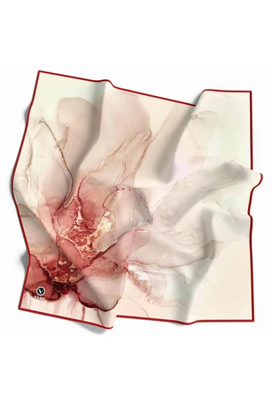 Twill Batik Desenli Kırmızı Renkli 90x90 Eşarp (İpek İçermez) Kenar Dikiş Şekli El Dikişli ürün görseli