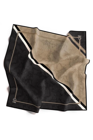 Kristal Geometrik Desenli Gri Renkli 90x90 Eşarp (İpek İçermez) Kenar Dikiş Şekli El Dikişli ürün görseli