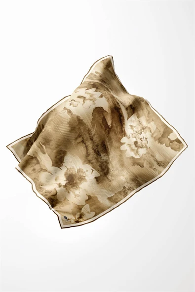 Twill Batik Desenli Hardal Renkli 90x90 Eşarp (İpek İçermez) Dikim Şekli : El Dikişi - Resim 3