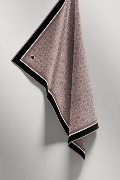 Twill V Desenli Taş Renkli 90x90 Eşarp (İpek İçermez) Dikim Şekli : El Dikişi - Resim 4