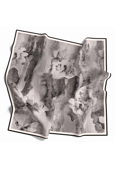 Twill Batik Desenli Füme Renkli 90x90 Eşarp (İpek İçermez) Dikim Şekli : El Dikişi ürün görseli 1