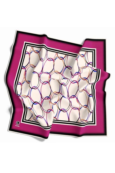 Twill Halka Desenli Fuşya Renkli 90x90 Eşarp (İpek İçermez) Kenar Dikiş Şekli El Dikişli ürün görseli