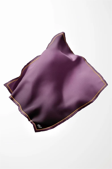Twill Degrade Desenli Mor Renkli 90x90 Eşarp (İpek İçermez) Kenar Dikiş Şekli El Dikişli - Resim 3