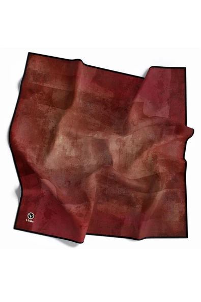 Twill Batik Desenli Bordo Renkli 90x90 Eşarp (İpek İçermez) Dikim Şekli : El Dikişi - Resim 2