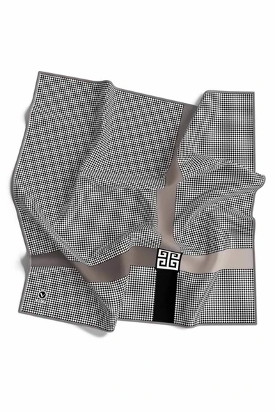 Twill Kazayaklı Şerit Desenli Gri Renkli 90x90 Eşarp (İpek İçermez) Dikim Şekli : El Dikişi - Resim 2