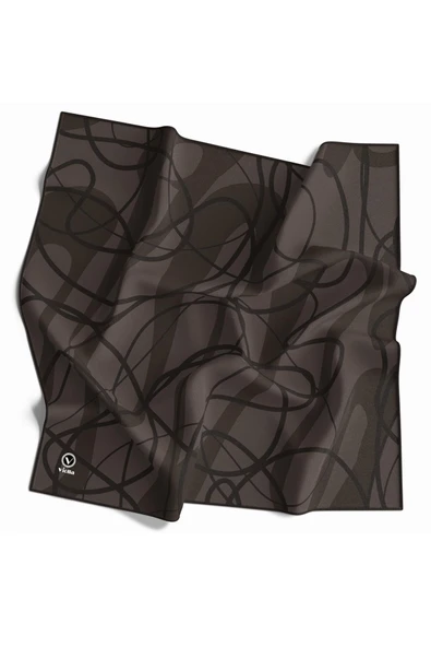 Twill Karışık Çizgi Desenli Vizon Renkli 90x90 Eşarp (İpek İçermez) Kenar Dikiş Şekli El Dikişli ürün görseli