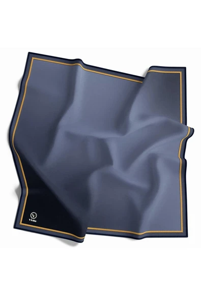 Twill Degrade Desenli İndigo Renkli 90x90 Eşarp (İpek İçermez) Kenar Dikiş Şekli El Dikişli - Resim 2