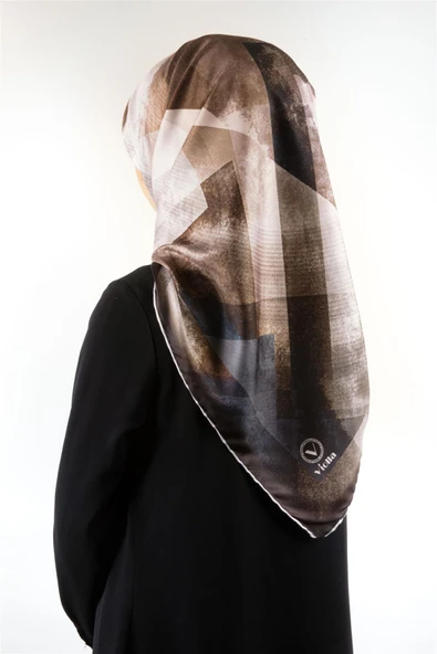 Twill Batik Desenli Vizon - İndigo Renkli 90x90 Eşarp (İpek İçermez) Dikim Şekli : El Dikişi ürün görseli