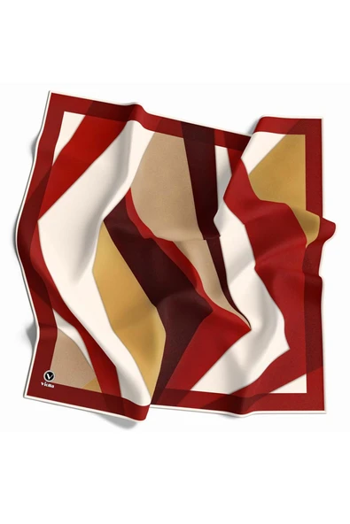 Twill Geometrik Desenli Bordo Renkli 90x90 Eşarp (İpek İçermez) Dikim Şekli : El Dikişi ürün görseli