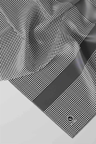 Twill Kazayaklı Şerit Desenli Gri Renkli 90x90 Eşarp (İpek İçermez) Dikim Şekli : El Dikişi - Resim 3