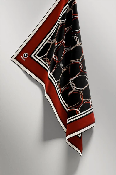 Twill Halka Desenli Bordo Renkli 90x90 Eşarp (İpek İçermez) Kenar Dikiş Şekli El Dikişli - Resim 3