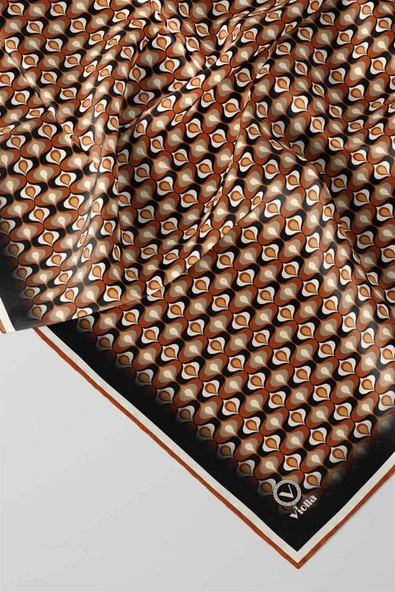 Twill Çıtır Desenli Taba Renkli 90x90 Eşarp (İpek İçermez) Kenar Dikiş Şekli El Dikişli - Resim 2