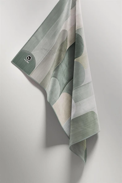 Twill Geometrik Desenli Koyu Mint Yeşili Renkli 90x90 Eşarp (İpek İçermez) Kenar Dikiş Şekli El Dikişli - Resim 4