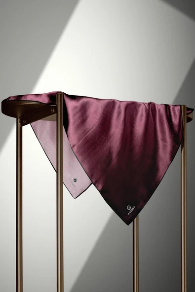 %100 Twill İpek Degrade Desenli Soğan Kabuğu Renkli 90x90 Eşarp Dikim Şekli : El Dikişi - Resim 3