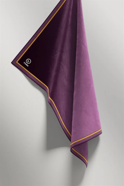 Twill Degrade Desenli Mor Renkli 90x90 Eşarp (İpek İçermez) Kenar Dikiş Şekli El Dikişli - Resim 4