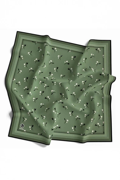 Rayon Çıtır Çiçek Desenli Mint Yeşili Renkli 90x90 Eşarp (İpek İçermez) Kenar Dikiş Şekli El Dikişli ürün görseli