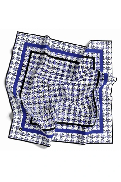 Twill Kazayağı Desenli Saks Renkli 90x90 Eşarp (İpek İçermez) Kenar Dikiş Şekli El Dikişli ürün görseli