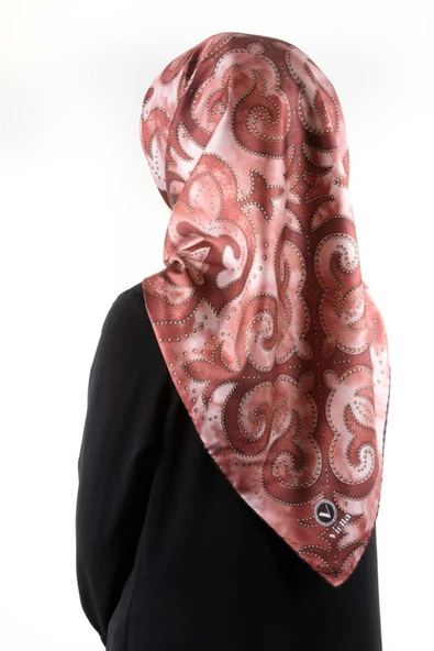 Twill Barok Desenli Bordo Renkli 90x90 Eşarp (İpek İçermez) Kenar Dikiş Şekli El Dikişli ürün görseli