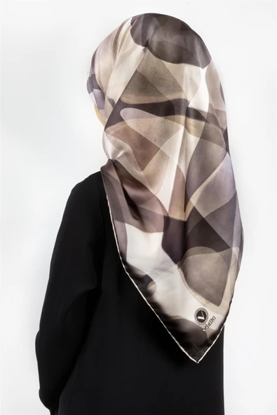 Twill Geometrik Batik Desenli Gri Renkli 90x90 Eşarp (İpek İçermez) Kenar Dikiş Şekli El Dikişli ürün görseli