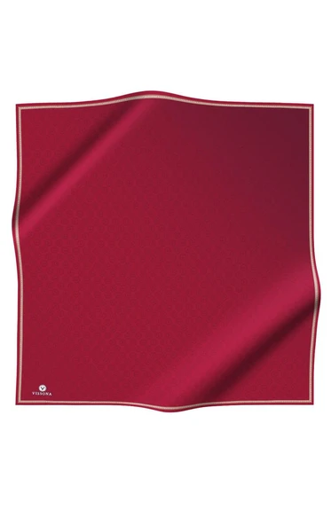 %100 Twill İpek Monogram Desenli Bordo Renkli 90x90 Eşarp Dikim Şekli : El Dikişi - Resim 2