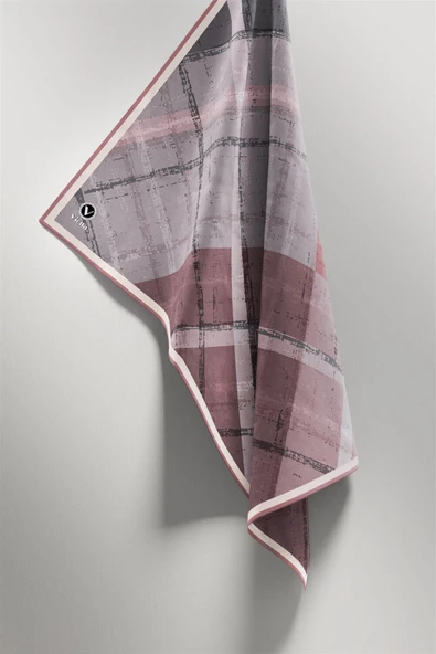 Twill Eskitme Desenli Pudra Renkli 90x90 Eşarp (İpek İçermez) Kenar Dikiş Şekli El Dikişli - Resim 4