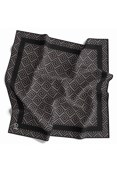 Twill Minimalist Desenli Füme Renkli 90x90 Eşarp (İpek İçermez) Kenar Dikiş Şekli El Dikişli ürün görseli 1