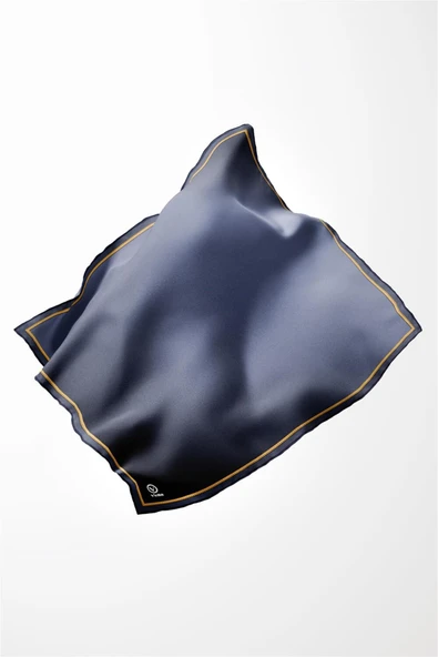 Twill Degrade Desenli İndigo Renkli 90x90 Eşarp (İpek İçermez) Kenar Dikiş Şekli El Dikişli - Resim 4