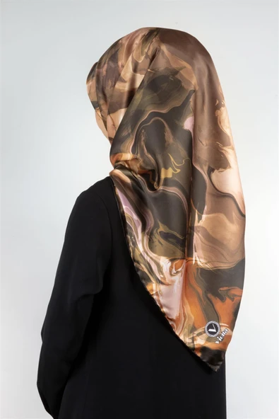 Twill Batik Desenli Hardal Renkli 90x90 Eşarp (İpek İçermez) Kenar Dikiş Şekli El Dikişli ürün görseli