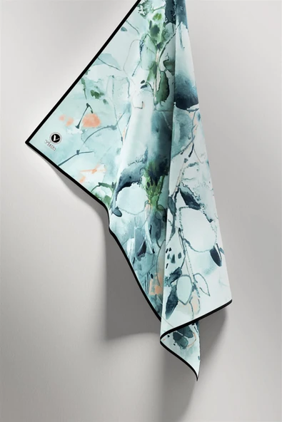 Twill Batik Çiçek Desenli Buz Mavisi Renkli 90x90 Eşarp (İpek İçermez) Kenar Dikiş Şekli El Dikişli - Resim 3