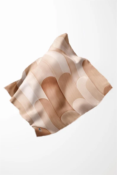 Twill Geometrik Desenli Sarı Renkli 90x90 Eşarp (İpek İçermez) Kenar Dikiş Şekli El Dikişli - Resim 3