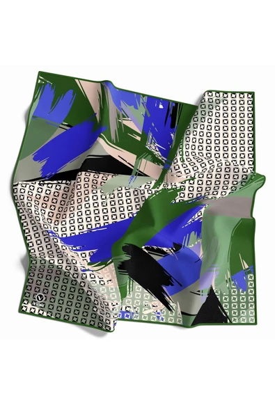 Rayon Geometrik Fırça Desenli Zümrüt Yeşili Renkli 90x90 Dikim Şekli : El Dikişi Eşarp (İpek İçermez) Kenar Dikiş Şekli El Dikişli ürün görseli