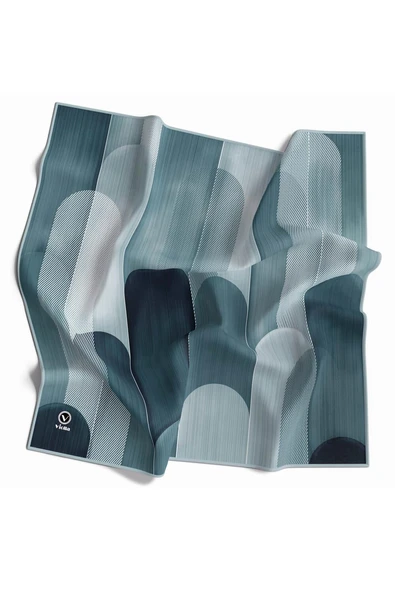 Twill Geometrik Desenli Petrol Yeşili Renkli 90x90 Eşarp (İpek İçermez) Kenar Dikiş Şekli El Dikişli ürün görseli