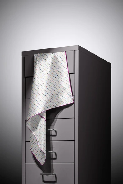 %100 Twill İpek Çıtır Motif Desenli Krem - Fuşya Renkli 90x90 Eşarp Dikim Şekli : El Dikişi - Resim 6