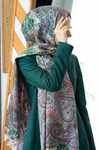 100% İpek Etro Desenli Taş Renkli 92x210 Şal ürün görseli