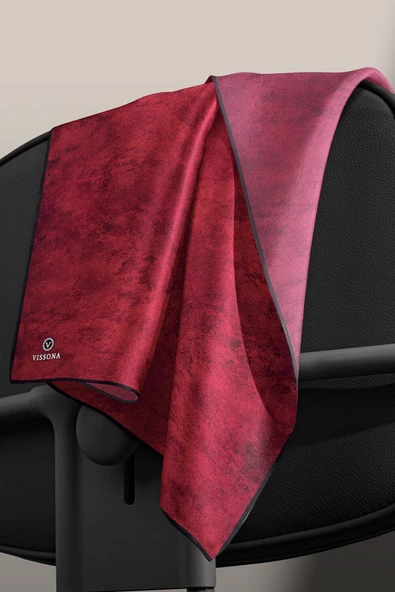 % 57 İPEK % 43 VİSKON Twill İpek Doku Desenli Bordo Renkli 90x90 Eşarp Dikim Şekli : El Dikişi - Resim 5